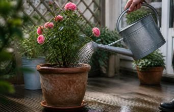 Arroser un rosier en pot : fréquence, quantité et technique Arroser un rosier en pot : fréquence, quantité et technique