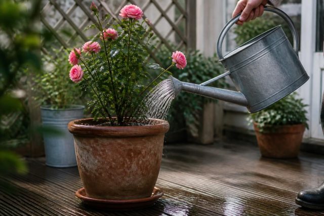 Arroser un rosier en pot : fréquence, quantité et technique Arroser un rosier en pot : fréquence, quantité et technique