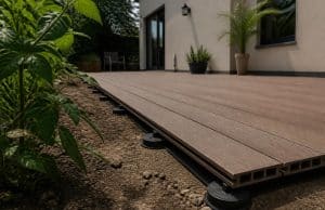 Poser une terrasse composite sur terre : guide complet 2026 Poser une terrasse composite sur terre : guide complet 2026